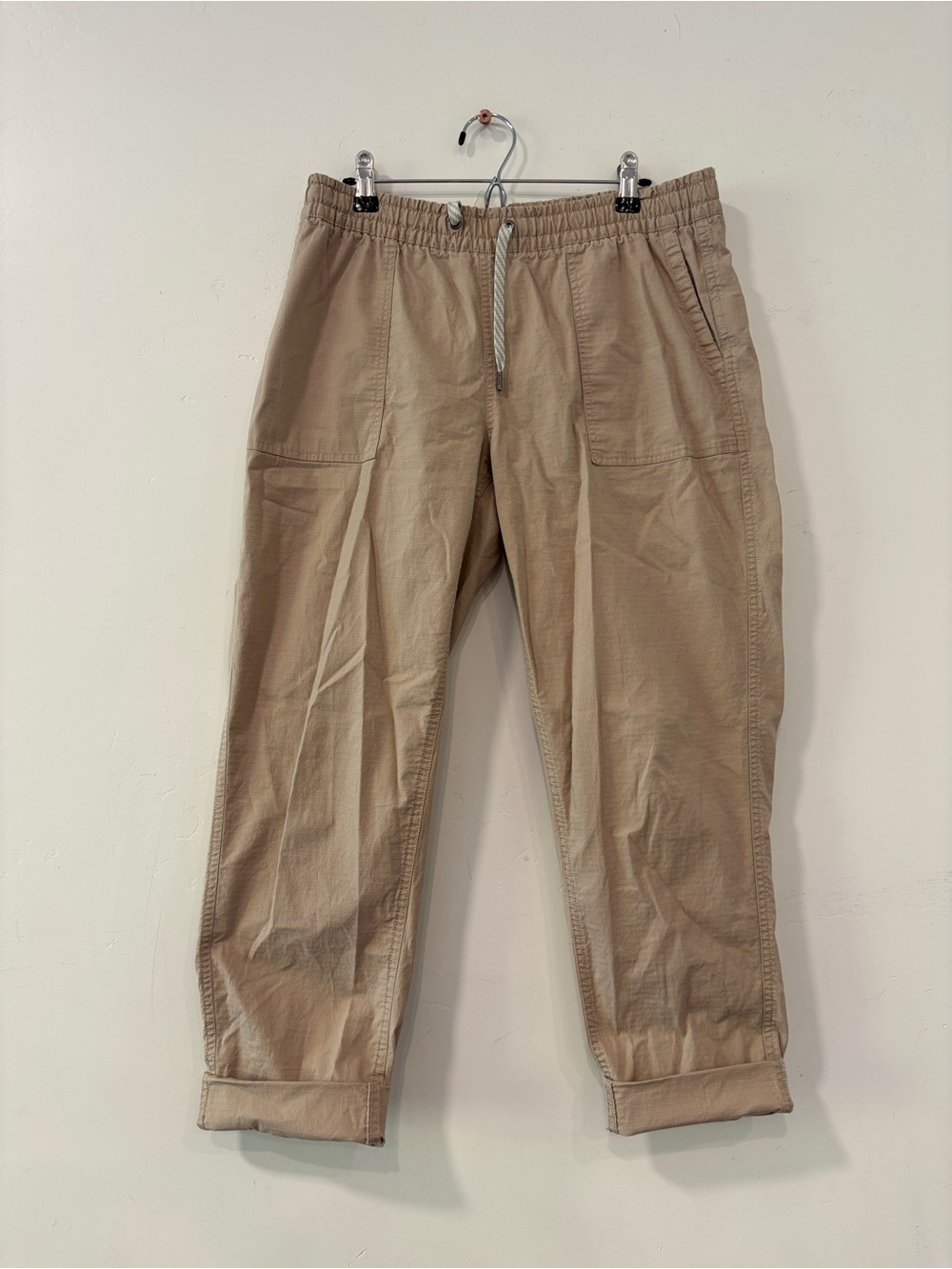 Vuori Vintage Ripstop Pants Womens Size M Tan Organic Cotton Stretch VW450